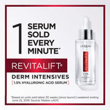 Hyaluronic Acid Serum for Skin, L'Oreal Paris Skincare Revitalift Derm Intensives 1.5% Pure Hyaluronic Acid Face Serum, Hydrates, Moisturizes, Plumps Skin, Reduces Wrinkles, Anti Aging Serum, 1.7 Oz